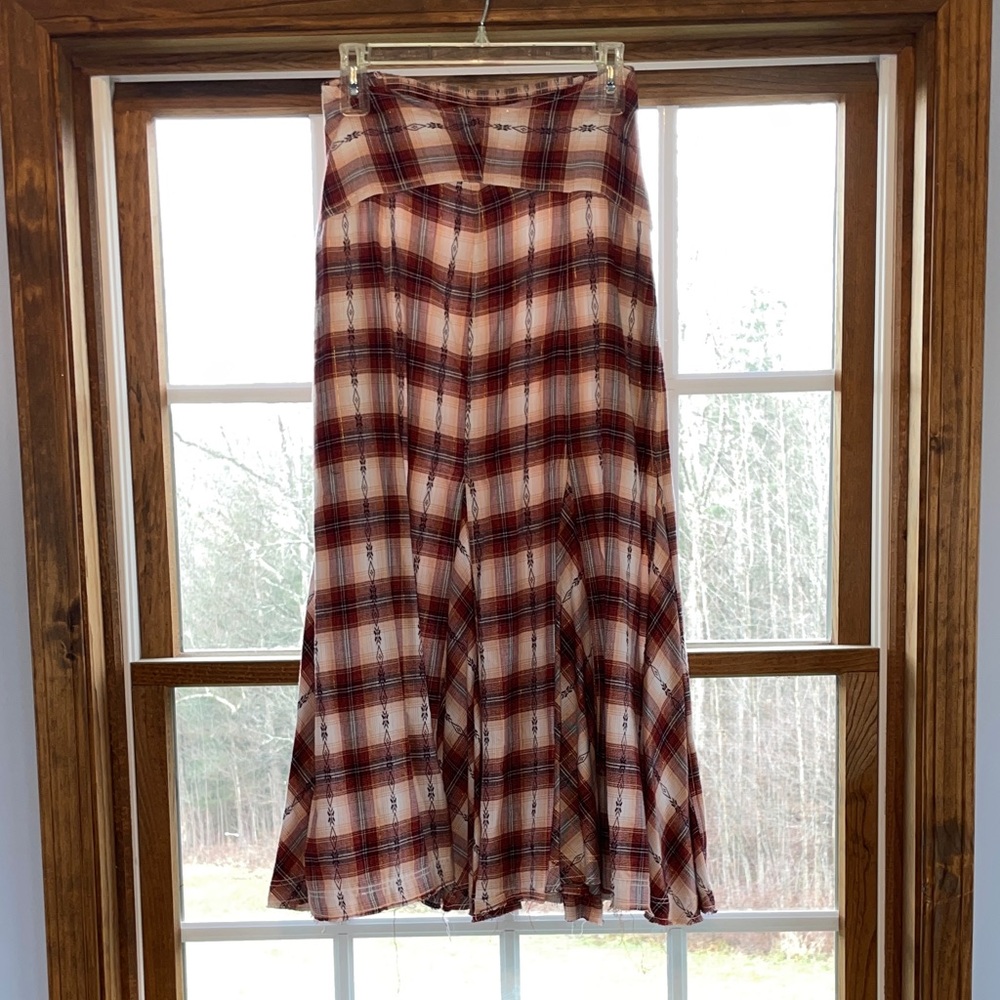 Plaid Maxi Skirt in Red and White